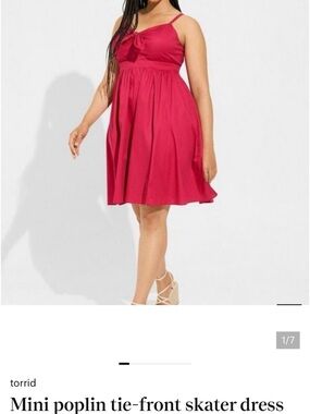 torrid Red Tie-Front Mini Poplin Skater Dress